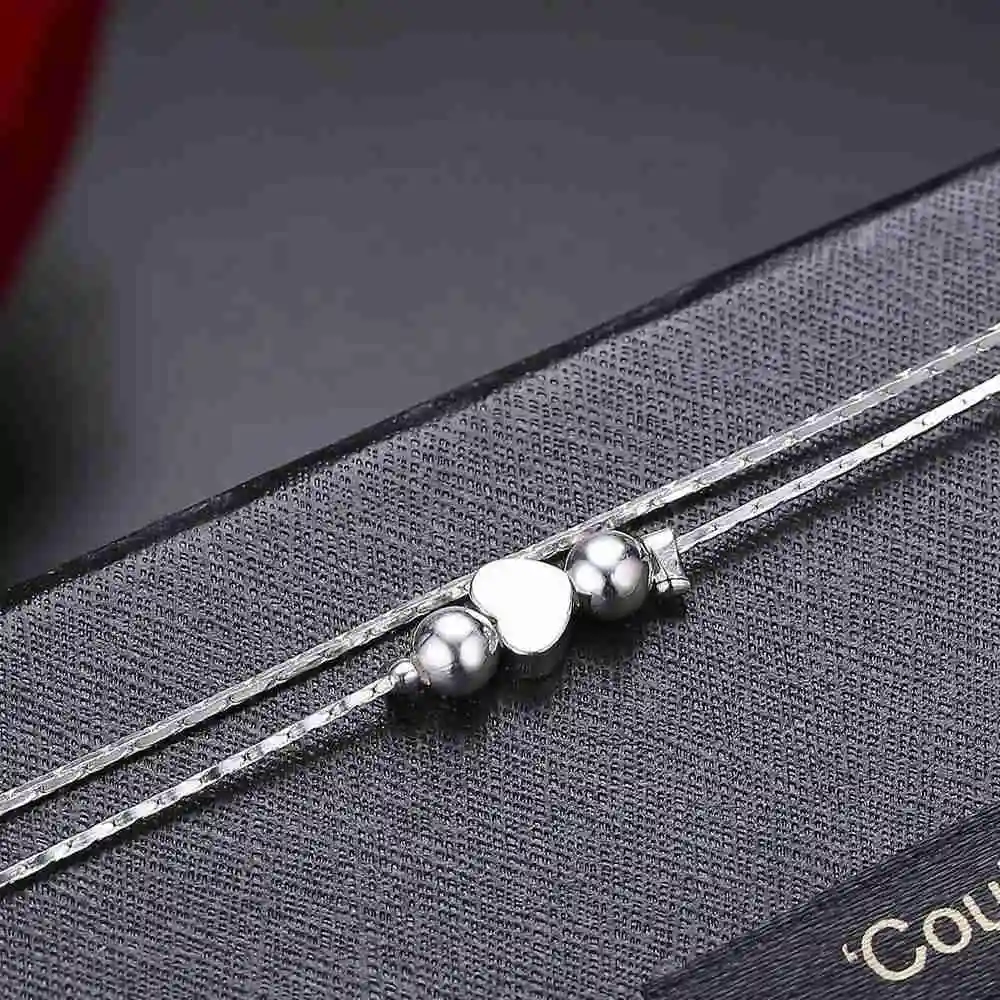 Элегантное простое любовное сердечко 925 пробы Серебряный браслет для женщин девушек вечерние ювелирные изделия Аксессуары цена