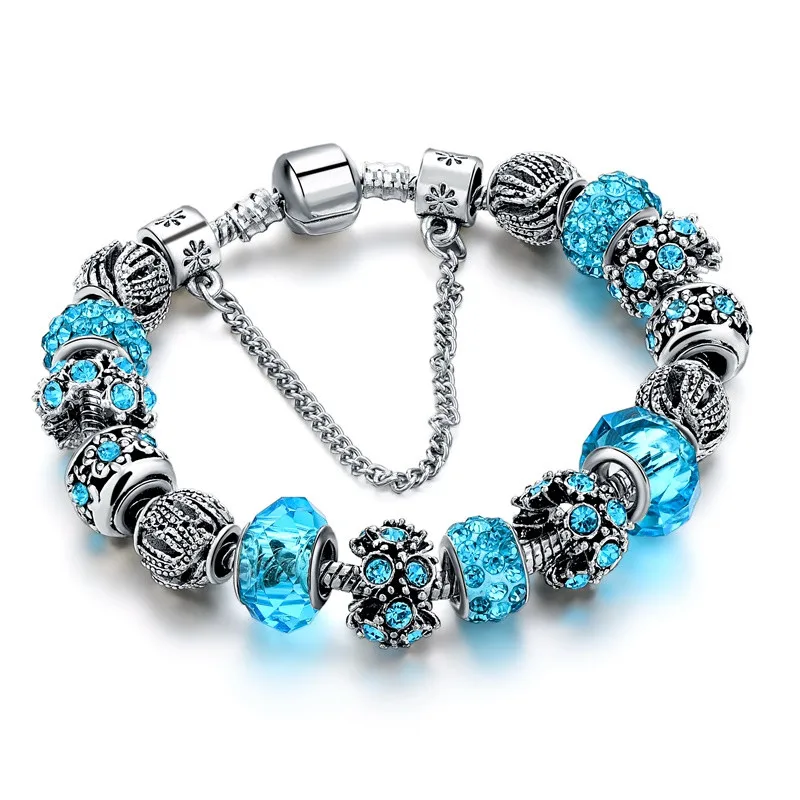 ATTRACTTO браслет с голубыми кристаллами браслеты и браслеты с серебряным покрытием браслеты для женщин Femme ювелирные изделия браслет дружбы SBR160158 - Окраска металла: blue