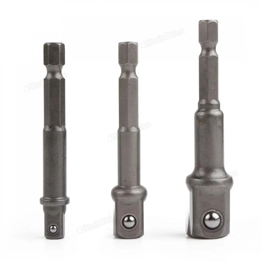 3pcs/lot 2017 Portable Socket Adapter Set Turn Square Head Hexagonal Metal Driver Drill Bits 1/4 3/8 1/2