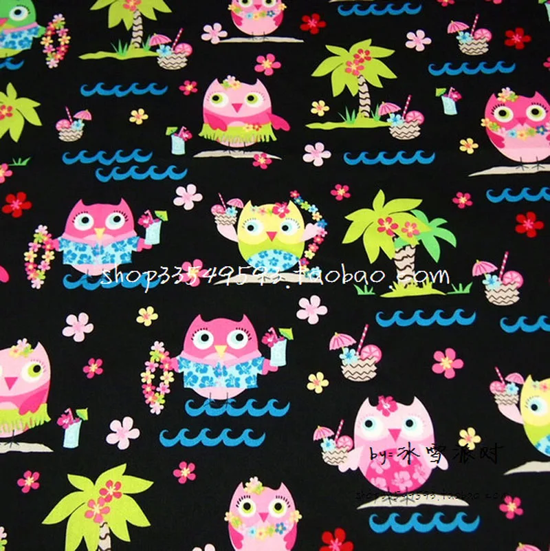 

140*50cm 1pcs Owl Fabric 100%Cotton Fabric Satin Patchwork Telas,Colourful owl Printed Fabric Diy Sewing Baby Clothing Quilting
