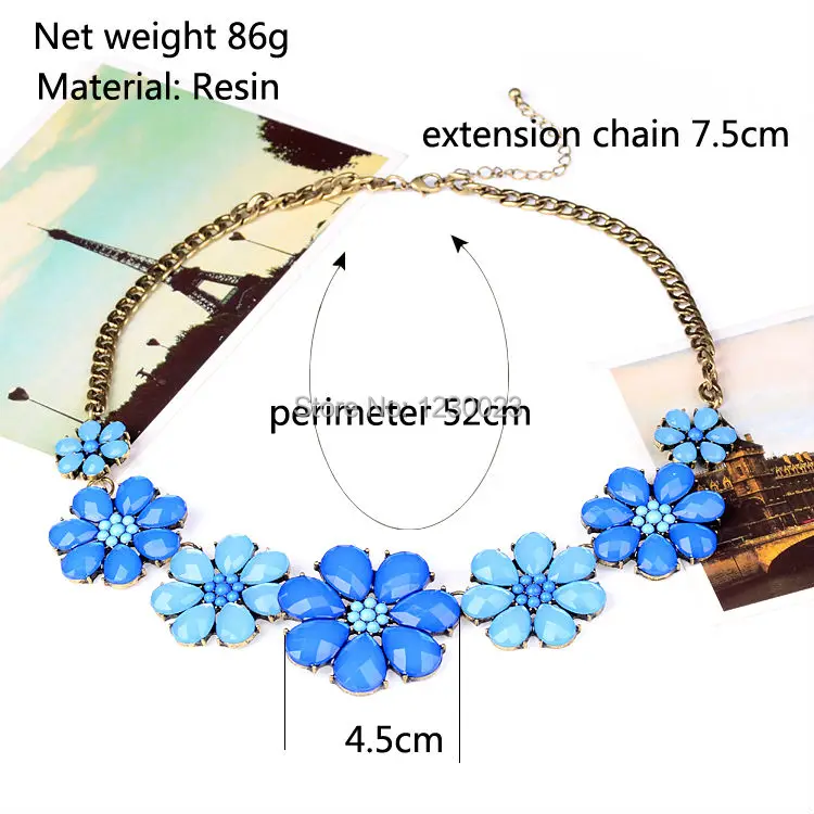 [Marte& Joven] Модные карамельные цвета аксессуары из смолы синие цветы массивные Чокеры ожерелья для женщин лучшие ювелирные изделия для костюма