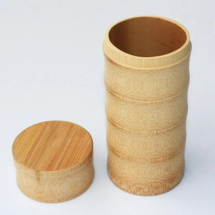 Chinese vintage tea tin box bamboo tea canister for storage