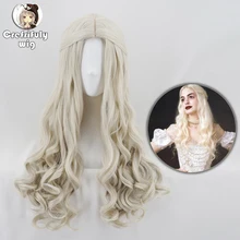 Perruque Cosplay synthétique longue ondulée Blonde Alice in Wonderland 2 reine blanche, perruques en Fiber résistante à la chaleur pour Costume de fête dhalloween 