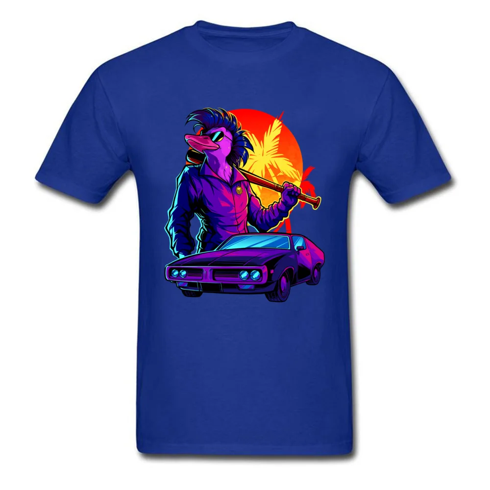 Miami Duck Normal Tops & Tees Short Sleeve for Men Pure Cotton Summer Autumn Crewneck T-shirts Unique Tee Shirt Dominant Miami Duck blue