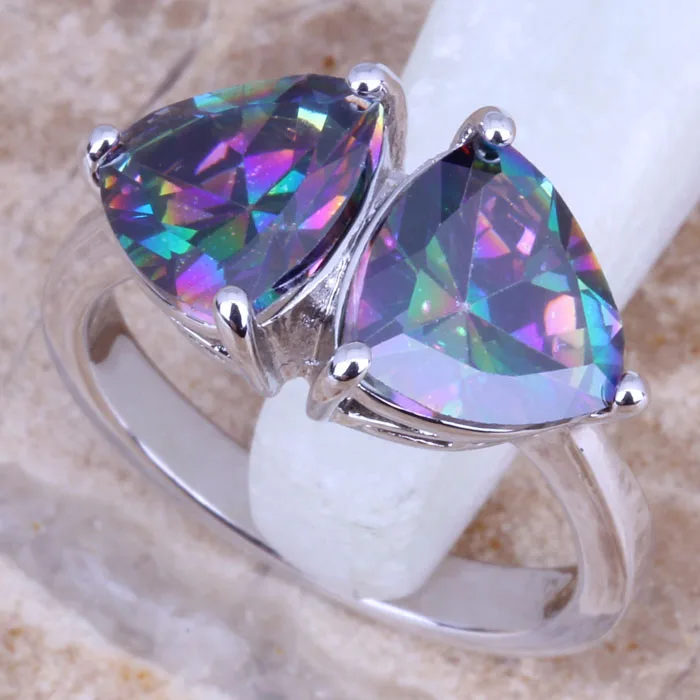 

Rainbow Cubic Zirconia Silver Women's Ring Size 5 / 6 / 7 / 8 / 9 E678