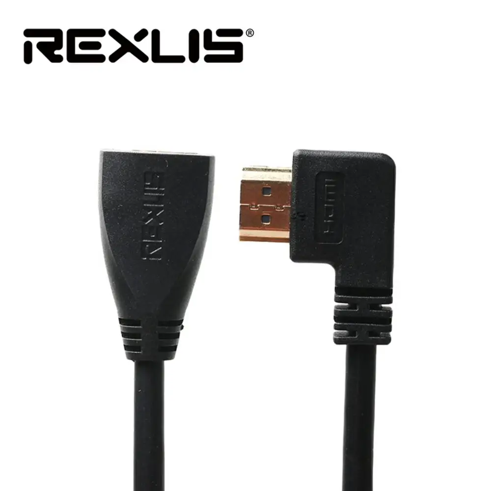 REXLIS Позолоченные 90 градусов влево/вправо HDMI кабель-удлинитель мужчин и женщин V1.4 1080 P для Оборудование для psp HDTV 30 см