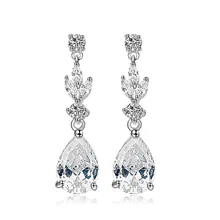 New Women Fashion Elegant Wedding Drop Earrings AAA Cubic Zircon White Gold Plated Jewelry Gift emmaya new top white gold plate flower jewelry set aaa cubic zircon pendant earrings for women wedding jewelry sets