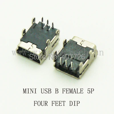 

10PCS Mini USB Female Connector Mini USB 2.0 Power Jack Connector B type 5pin DIP 4Feet DIP