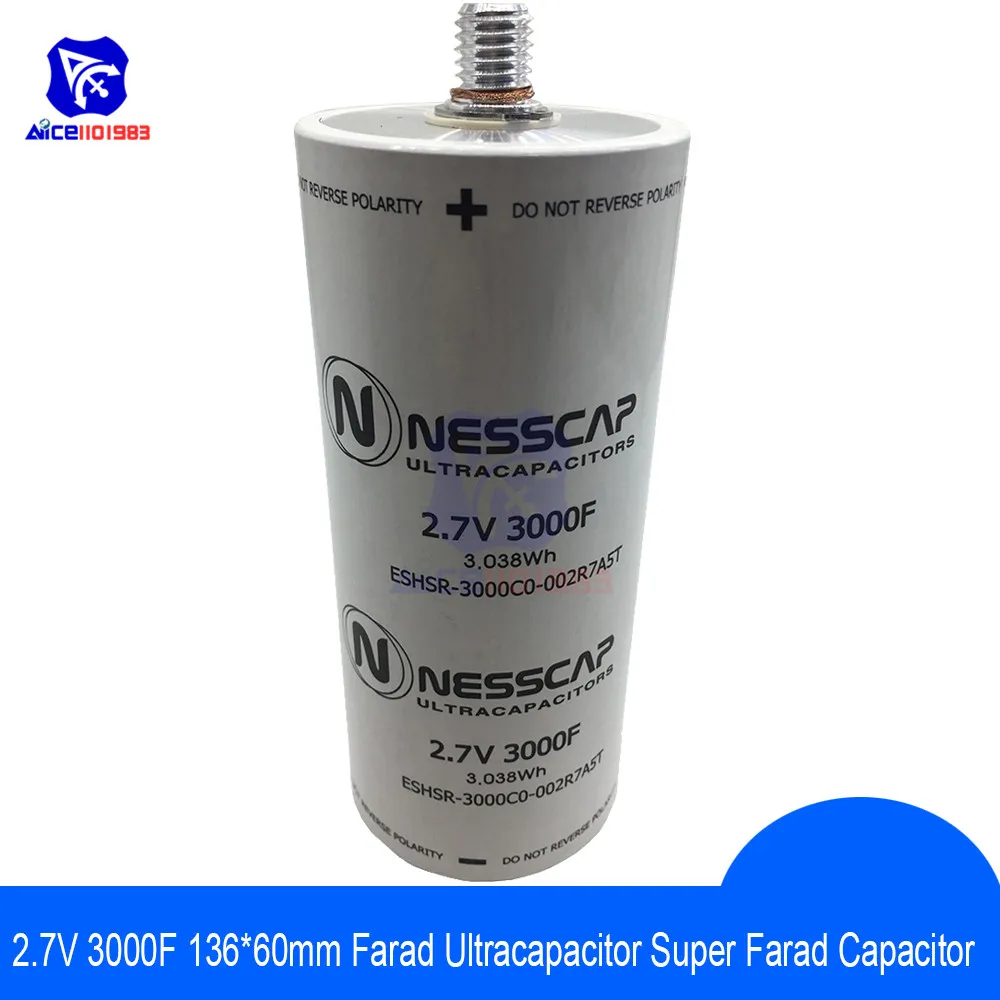 

Ultracapacitor 2.7V 3000F 136*60mm Low ESR High Frequency Super Farad Capacitor 2.7V3000F 136x60mm for Car Auto Power Supply