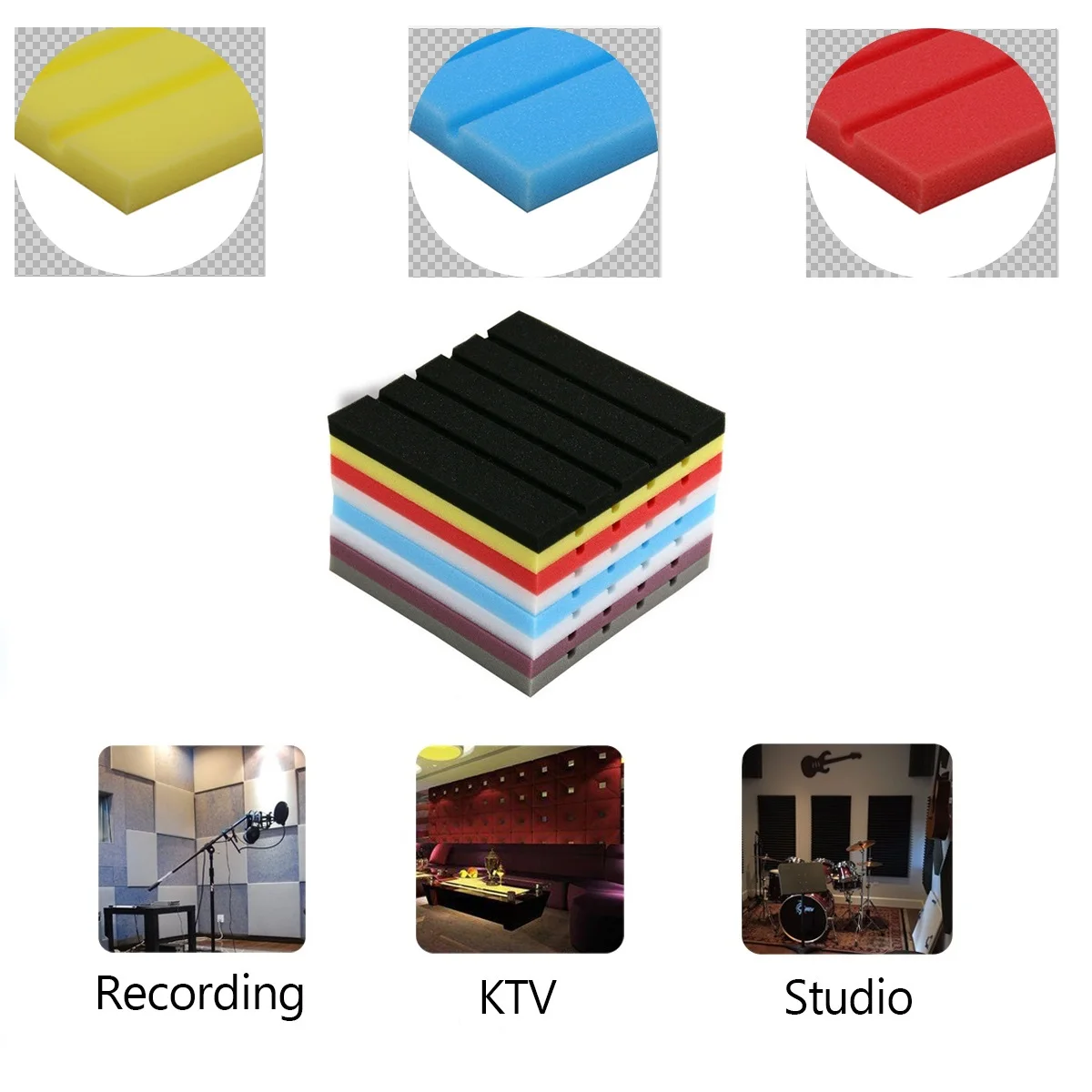 

25cmX25cm 2cm/5cm Soundproofing Foam Acoustic Foam Sound Treatment Studio Room Absorption strip-type Tiles Polyurethane foam