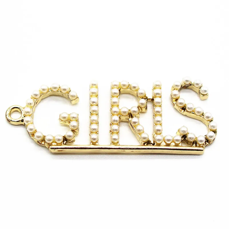 New Arrived 20pcs/lot Gold Plating Letter BOYS And GIRLS Pearl Dangle Charms Fit Bracelet Necklace DIY Jewelry Making | Украшения и