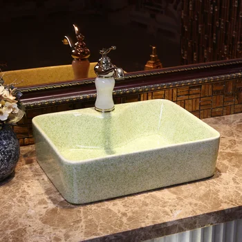 

Rectangular Handmade Porcelain Countertop Lavabo Bathroom Sink Wash Basin bathroom countertop sinks