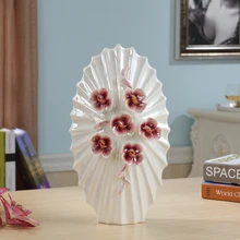 Керамическая ваза атмосферная 41 см высокая ручная стерео тяжёлый цветок лепестки жемчужный блеск