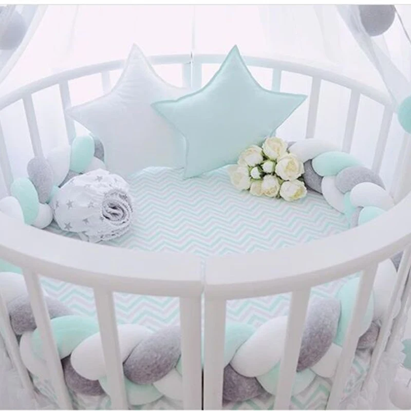 

3 Meter Baby Bed Bumper Long Knotted Cot Bumper For Room Decor Nordic Style Crib Protector For Kids Bed Newborn Crib Bedding