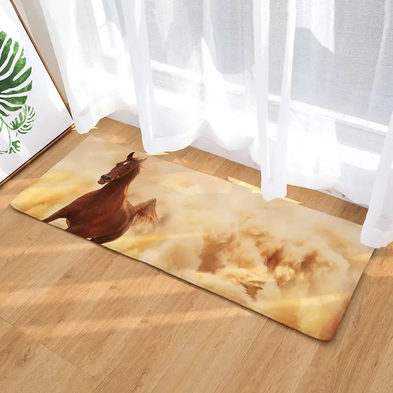 Современные Противоскользящие коврики для кухни 40*120 см, фланелевый Придверный коврик с 3D изображением лошадей, коврики для гостиной - Цвет: No-9