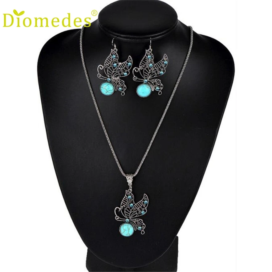 

Diomedes 2018 fashion Necklaces Earrings Sets Women Necklace Pierced Butterfly Earrings Necklace Jewelry bisuteria for lovers #