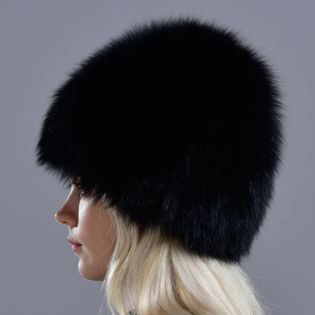Raglaido, шапки из натурального Лисьего меха, для русской женщины, вязаная шапка, брендовая, высокое качество, ручная работа, зимние шапочки, натуральный мех, снежная шапка LQ11214 - Цвет: black