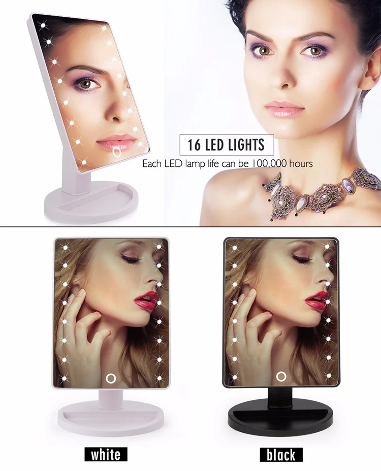 Espelho de Maquiagem Preço com Desconto Luzes com 10x Luzes Touch Screen Dropshipping 16 Brilhante 22 Led 16 Beleza e saúde