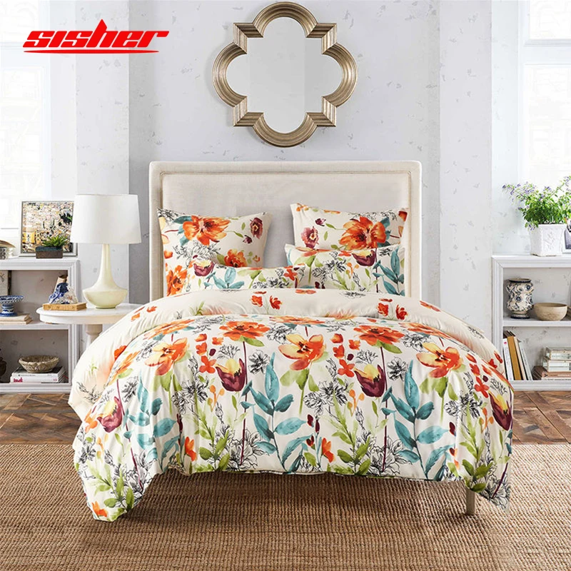 

Sisher Printed flower Plant Duvet Cover queen size Pillowcase Comforter Quilt covers set Single Twin Double King Bedclothes sets