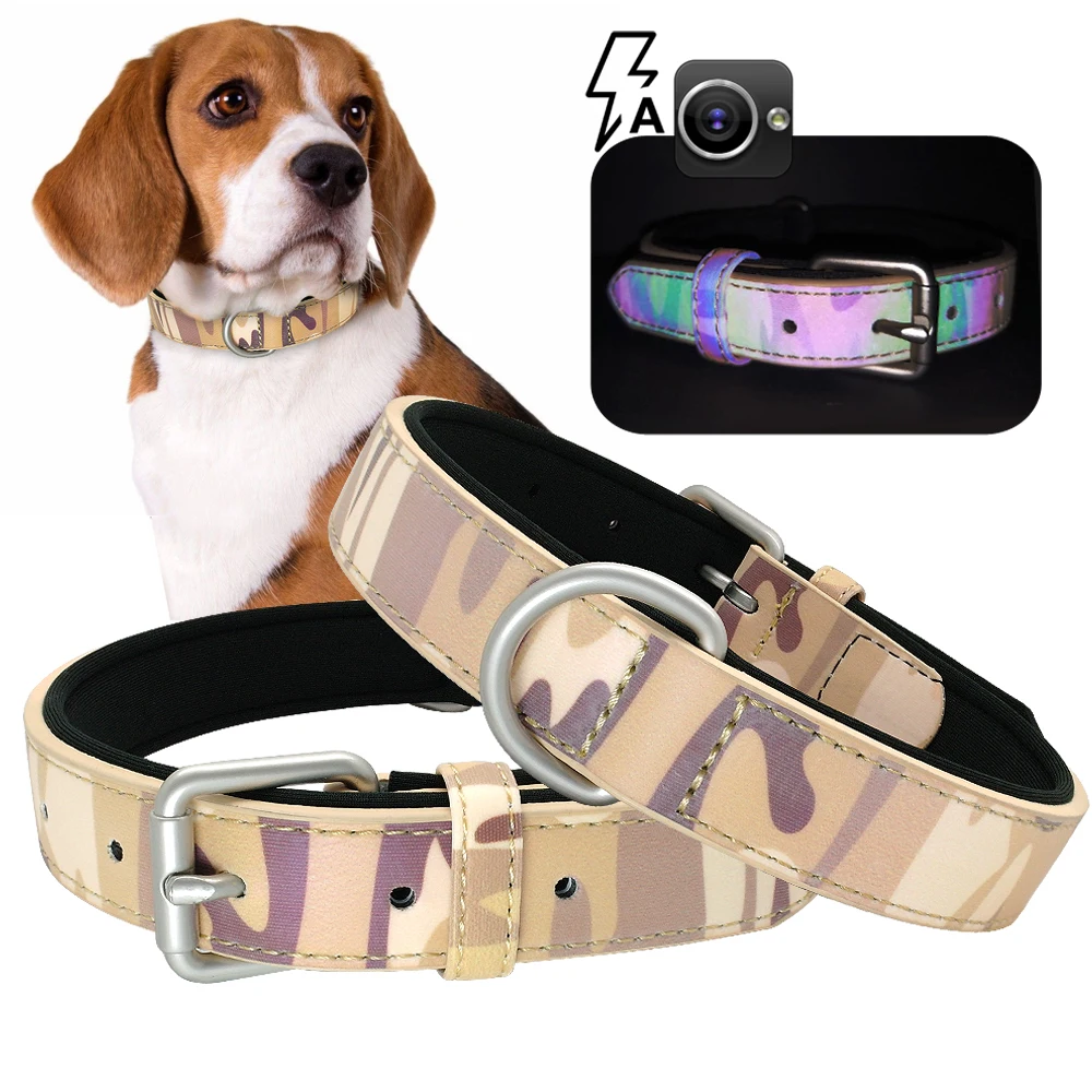 

Dog Leather Collar Adjustable Pet Collars Small Medium Large Dogs Training Collars Camouflage For K9 Pitbull German Shepherd