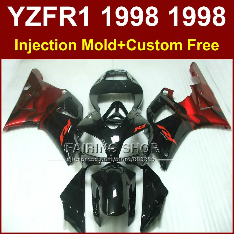

Glossy black red  Injection molding motorcycle fairings kit for YAMAHA 1998 1999 YZFR1 YZF R1 YZF1000 98 99 fairing parts U8KI