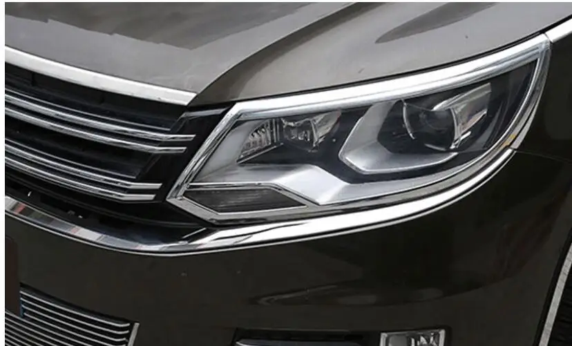 Автомобильный Стайлинг для Volkswagen Tiguan 2013- ABS хромированные, для передних фар Крышка отделка Аксессуары