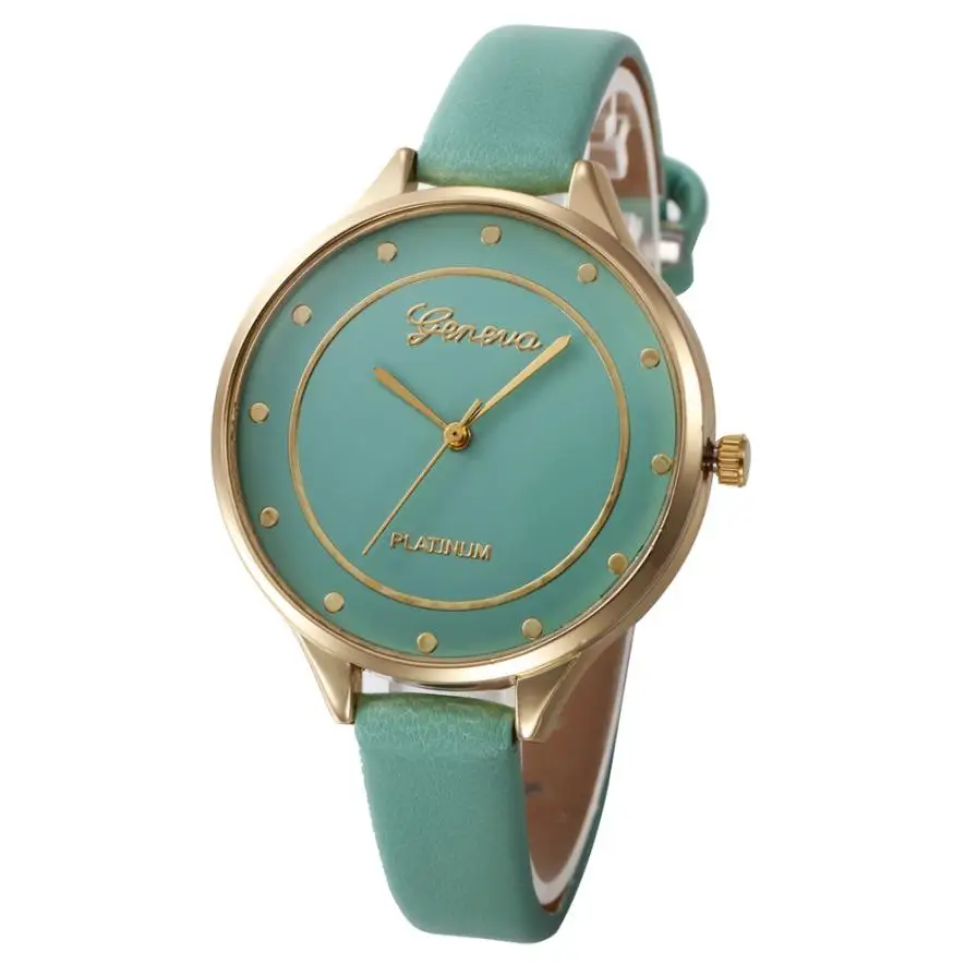 

2018 Fashion Watch Leather Band Quartz Watches Casual Luxury Simple Big Dial Round Shape Business LED Wristwatch for ladies