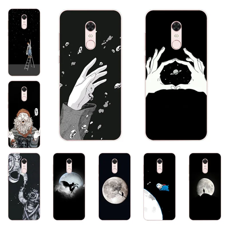 

xiaomi redmi 5 plus Case,Silicon Black graffiti Painting Soft TPU Back Cover for xiaomi redmi 5 Protect Phone case shell