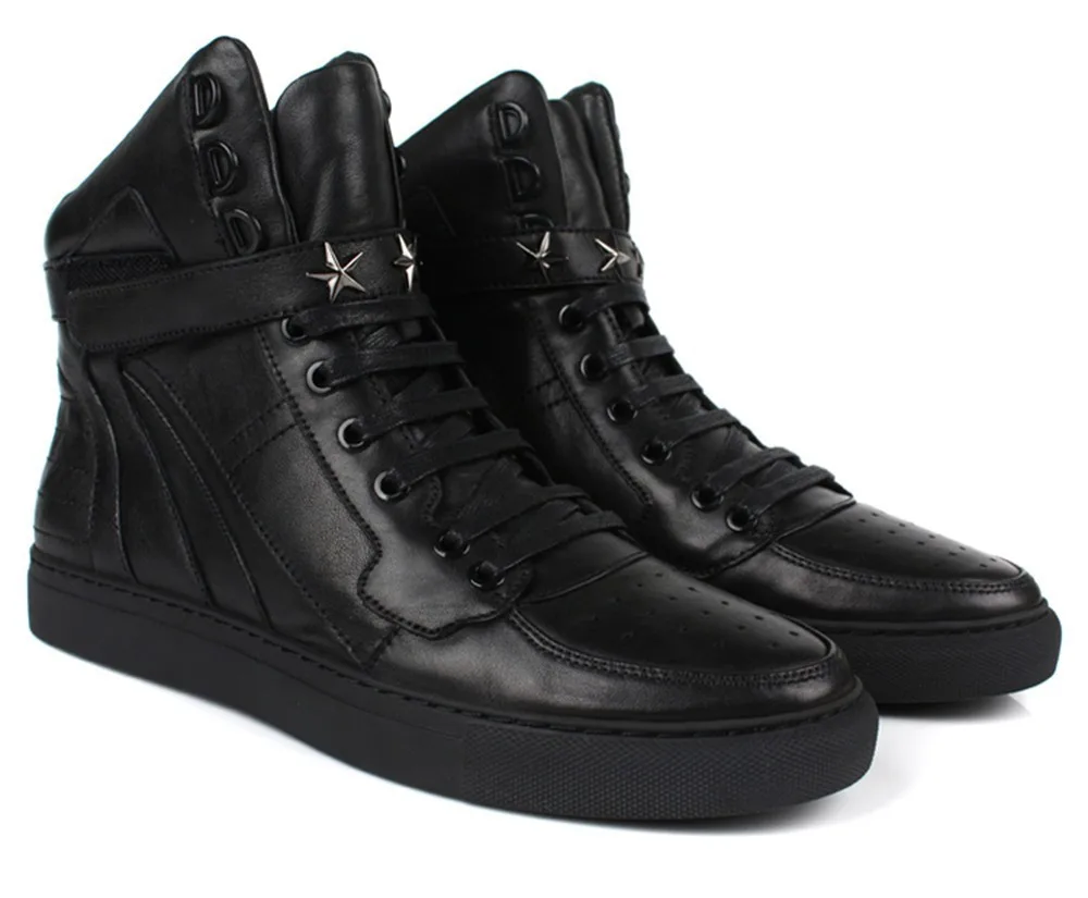 GRIMENTIN повседневная обувь для суперзвезды, Италия трендовая брендовая мужская обувь натуральная кожа черного цвета на шнуровке; Мужская обувь для отдыха B220