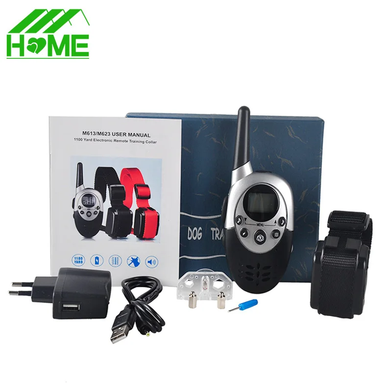 Dog Trainer 1000M Water Resistant Rechargeable LCD Remote Clicker Pet Training Collar Electric Shock Dogs Control Supplies | Дом и сад