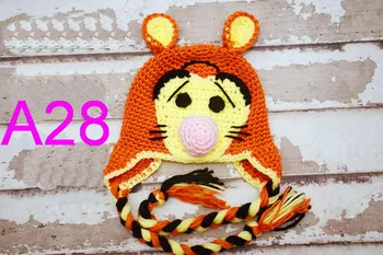 

free shipping, 30pcs/lot Children Crochet Earflap caps, New Halloween Cartoon Baby Crochet Hat , Baby Christmas hat