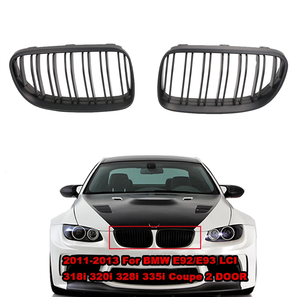 Для BMW E92 E93 LCI 318i 320i 328i 335i Coupe Mattle черная двойная линия Передняя решетка решетки
