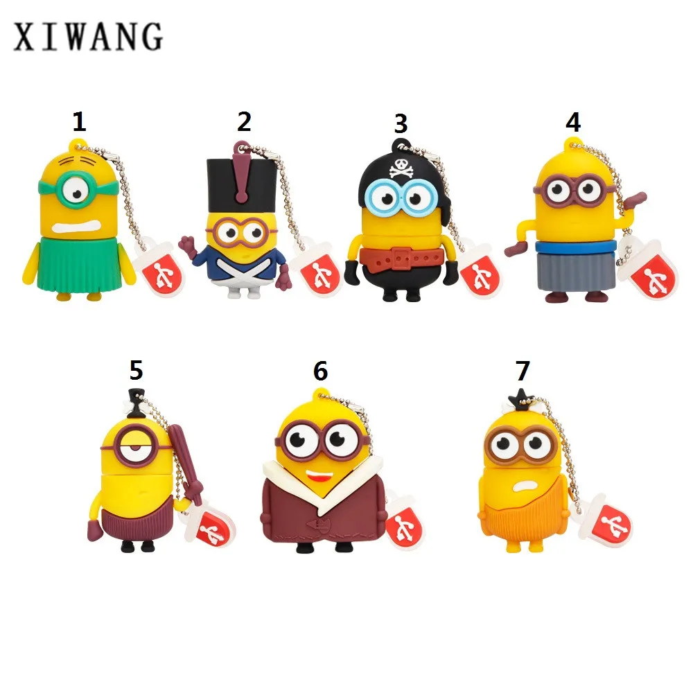 

cartoon big eye usb flash drive 128gb 4GB 8GB pendrive 16GB pen drive 32GB 64GB little yellow minions USB 2.0 cute Free Shipping