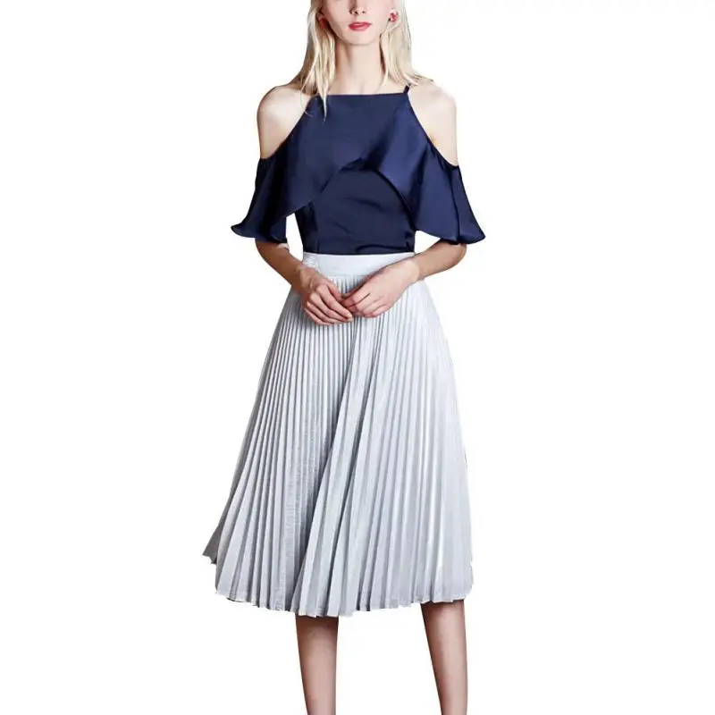

Sexy Women Summer Autumn Chiffon Tops Camis Shirts Lotus Leaf Sleeve Off Shoulder Tops