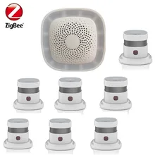 DIY KIT Zigbee Smart gateway Hub with 7PCS Smoke detector with Smartzone App Control