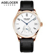 AGELCOER Swizerland Luzern Antique Watch Gold plated Wristwatch Men Top Brand Luxury Date Male Clock Dive