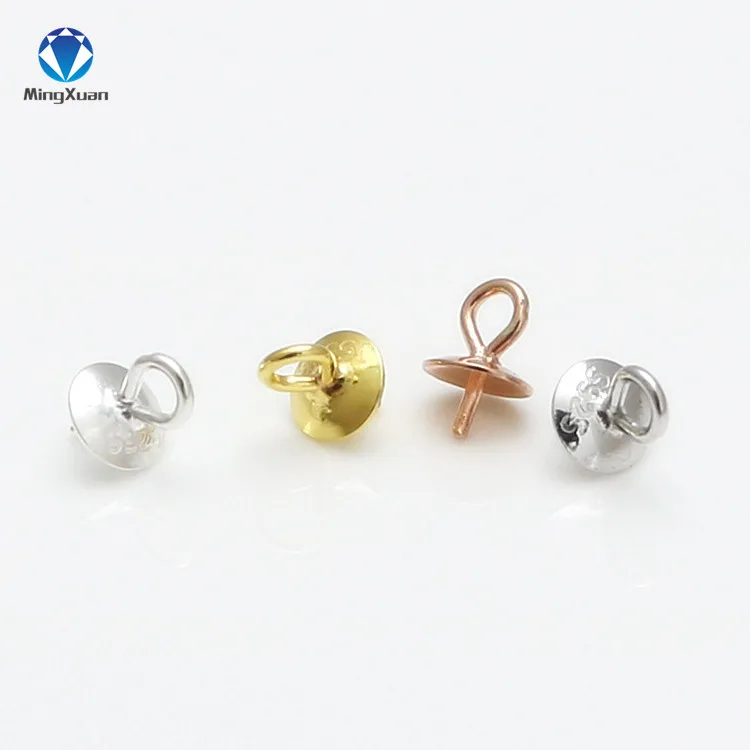 MINGXUAN 10pcs/lot 3/4mm 925 Sterling Silver Cabochon Base Clasps Hooks For Bracelet Necklace Connectors DIY Jewelry Making Jewelry Findings
