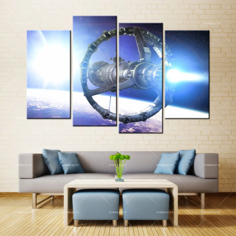 Forbeauty холст живопись настенное искусство космо_planet_ship_art_star печать распылением