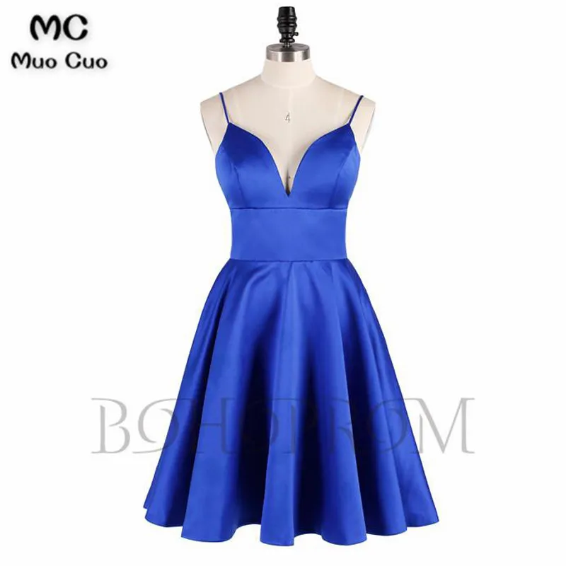 Charming Satin Spaghetti Straps Neckline Short A-line Homecoming Dresses