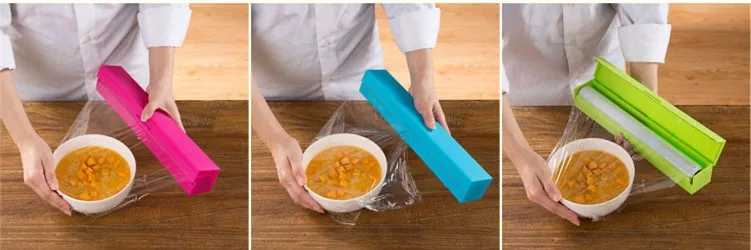 Пластиковый диспенсер для обертывания Saran, резак для обертывания, полиэтиленовые пакеты, контейнеры для хранения пищевых продуктов, кухонные принадлежности, аксессуары