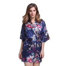 Винтаж Женская атласная короткая ночная рубашка пижамы китайский Для женщин халат платье Винтаж кимоно юката Lounge Ночная Пижама