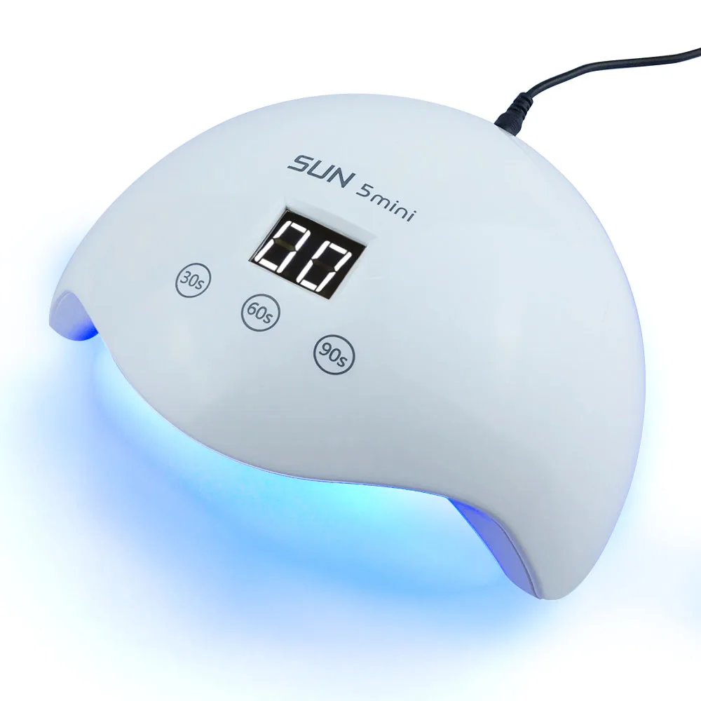 SUN5 Mini Portable LED UV Lamp Nail Dryer Curing For UV Gel Quick Dry 24W Nail Gel Machine Free