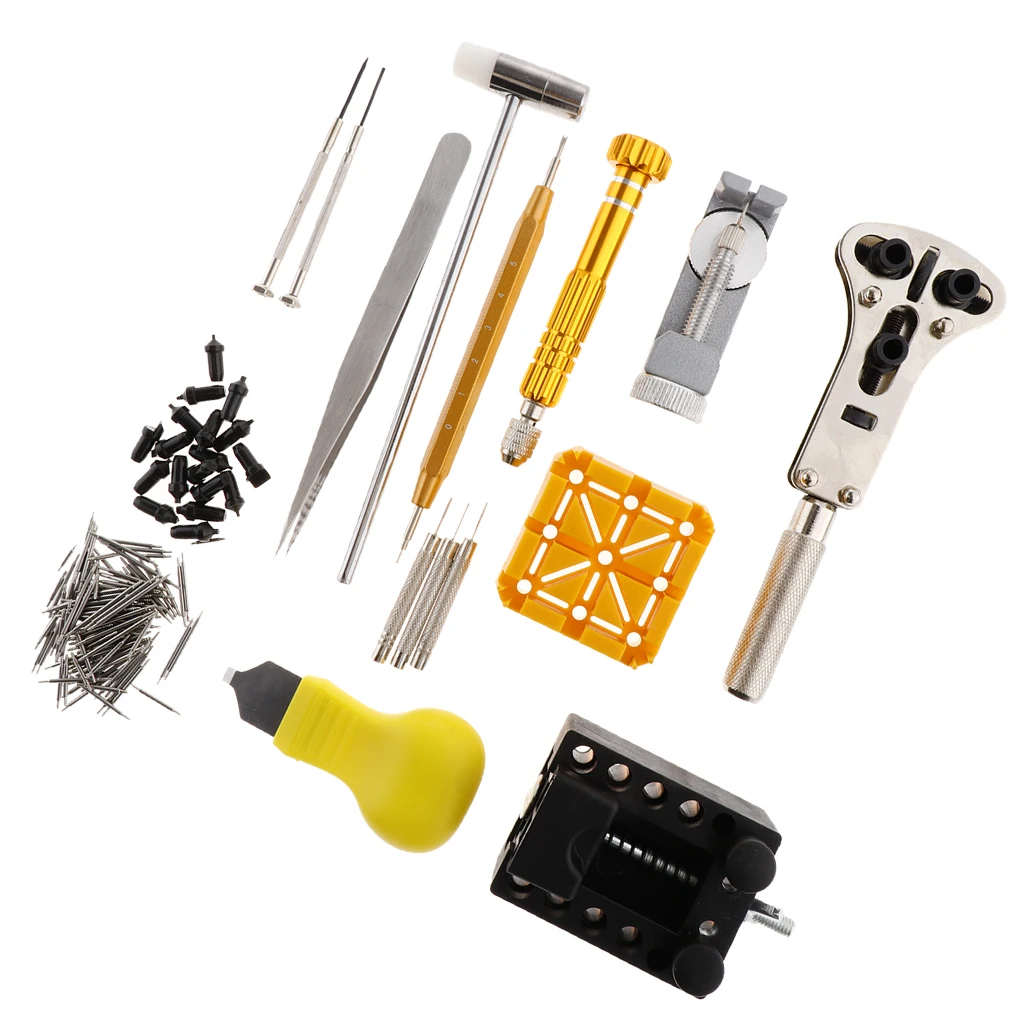 140 Pieces Watch Repair Tool Kit Battery Back Case Opener Spring Pin Remover