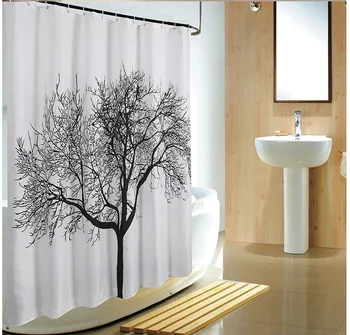 

DUNXDECO Shower Curtain Bathroom Waterproof Cortinas Artistic Creative Big Tree Print Fabric Textile Rideau Decoration