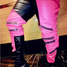 S-5XL Новинка года Мужские singer fashion BIGBANG диджей панк дымчатое лобовое стекло для мотоцикла, цвет шить кожаные штаны плюс размер костюмы