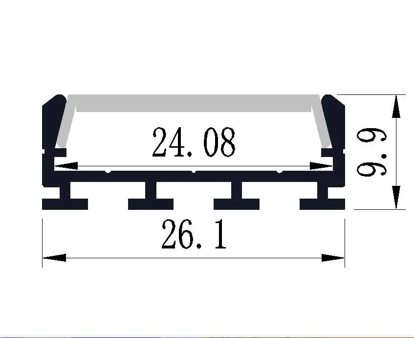 Широкий светодиодный алюминиевый профиль 24 мм ширина для потолка 2 м/шт. 30 м/лот