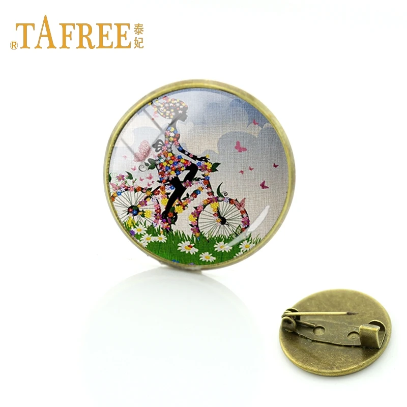 

TAFERR Elegant woman picture brooch Cycling bike girl pin beautiful clothes accessories Chic brooch ornament jewelry A789