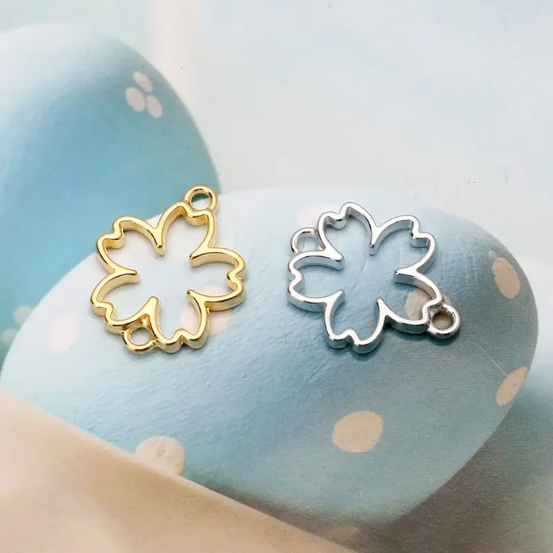 

10Pcs DIY Cherry Flower Frame Pendant Open Bezel Setting UV Resin Jewelry Making