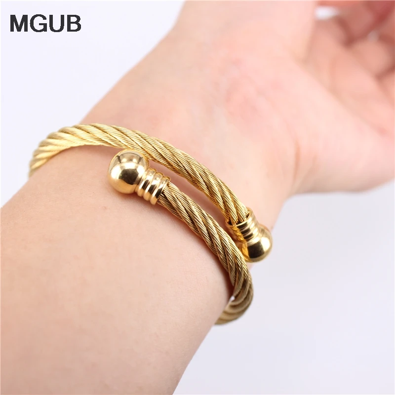 Wholesale Factory Price Three styles Adjustable Open Cuff Men Women Bracelets Trendy Stainless Steel Simple Bangles LH752