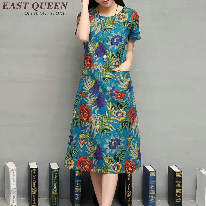Китайский Восточный платья женщин Цветочный Восточный стиль платья дамы китайское традиционное платье Сексуальная китайские платья AA1069